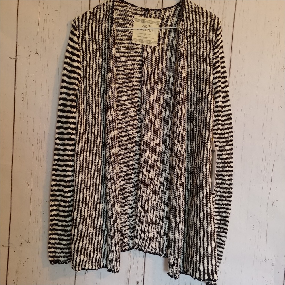 NWT O'NEILL Zane Black & White Cardigan